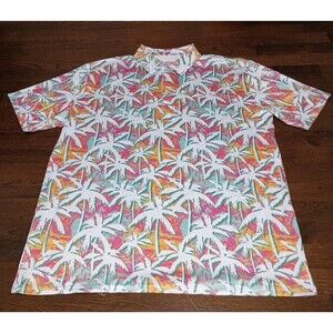 Proud 90 Polo Shirt Mens 3XL 3X Tropical Palm Trees Multicolor Performance Golf